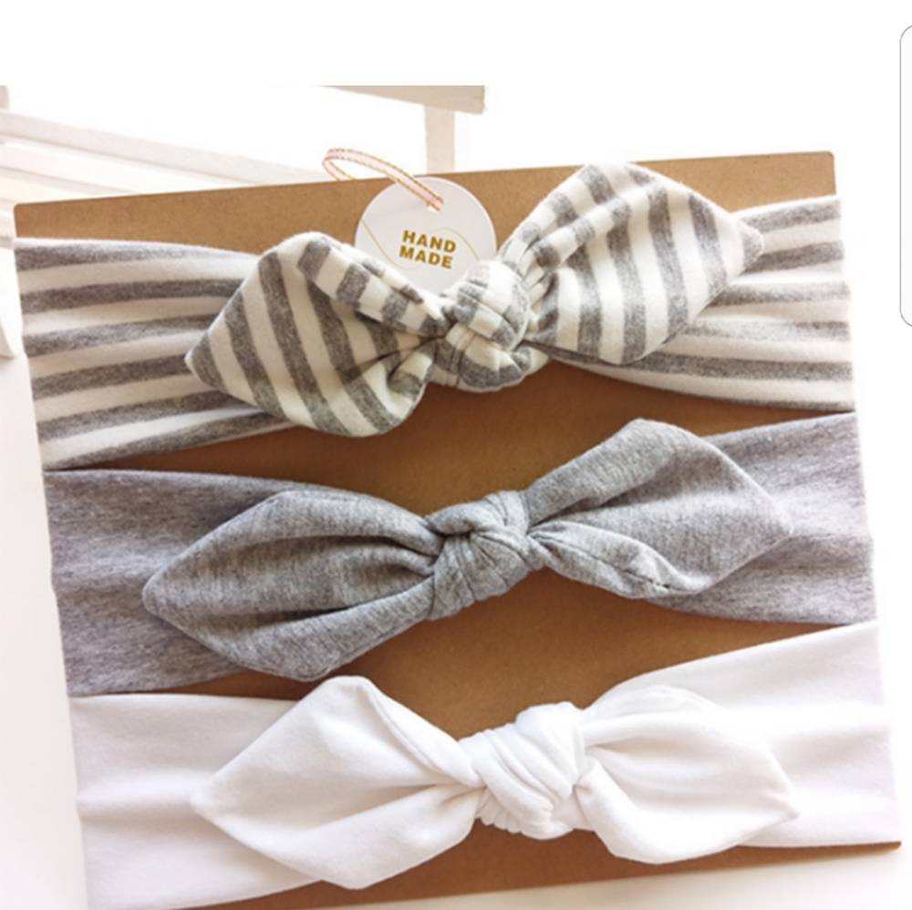 3pcs bowknot decor headband set for baby girl❤